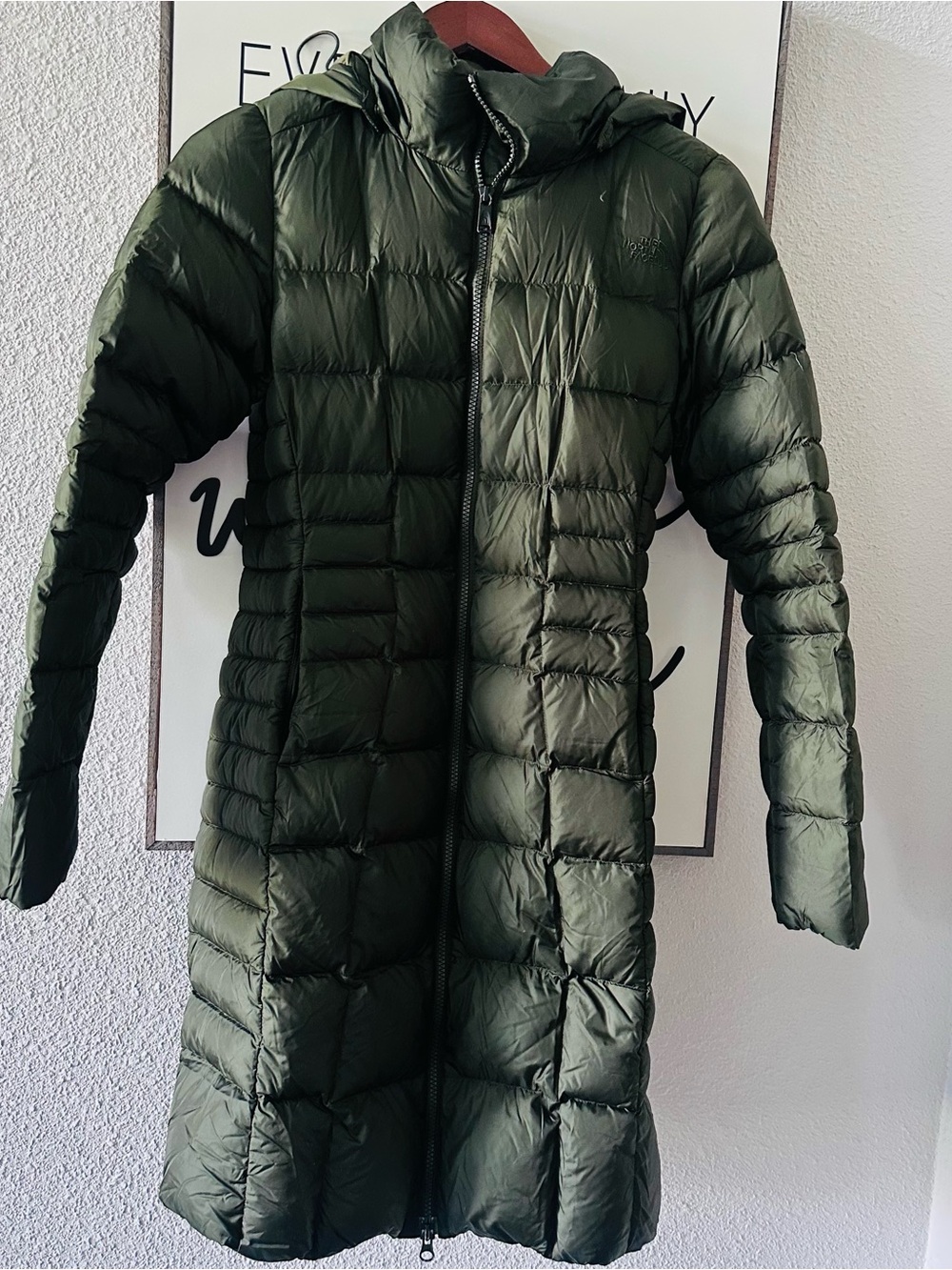 The North Face Olive Green Long Women's Ski Puffer Coat